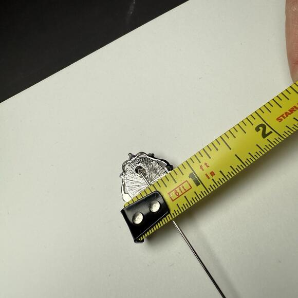 Signed Trifari Blue Cameo Face Of Lady Silver Tone Lapel Stick Pin - Picture 7 of 11